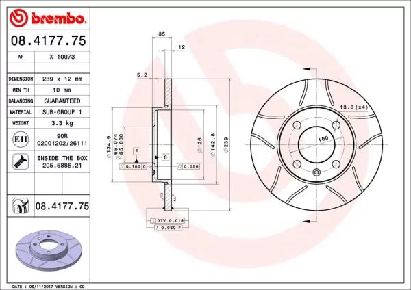 Upgrade your car with the High Quality Front Slotted Brake Disc For Audi-321615301, Manufactured by BREMBO. Ensure precision and safety with this quality BRAKE DISC. Shop now from Partsonclick.