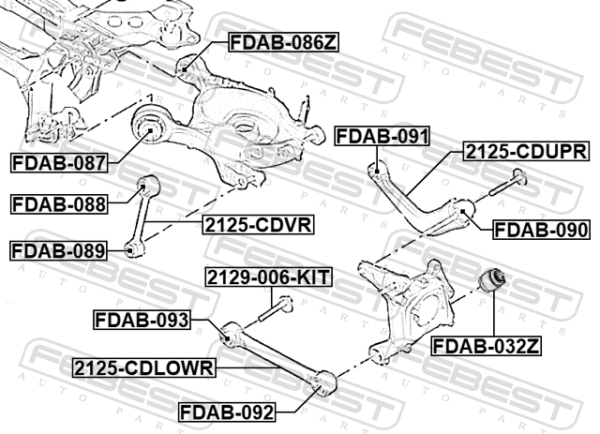 #DG9Z-5500-B - Bushing, rear lower control arm fits for lincoln, ford cars | FEBEST FDAB-087 - Image 8