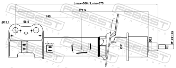 4013078300 - Shock absorber front right gas.twin tube fits for geely cars | FEBEST 35110-003FR - Image 3