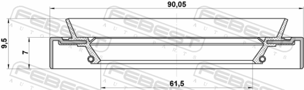 90311-63001 - Oil seal rear hub 61.5x90.05x7x9.5 fits for toyota, lexus cars | FEBEST 95HDY-63900710X - Image 3