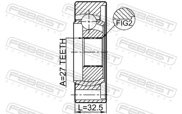 #52123631AC - Propshaft cv joint 27x104 fits for jeep cars | FEBEST 2011-WKSHAR - Image 3
