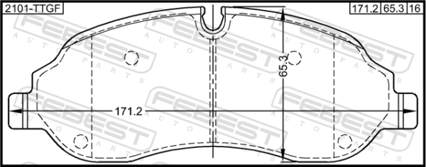 2006028 - Pad kit, disc brake, front (with wear sensor, with brackets) fits for ford cars | FEBEST 2101-TTGF - Image 3