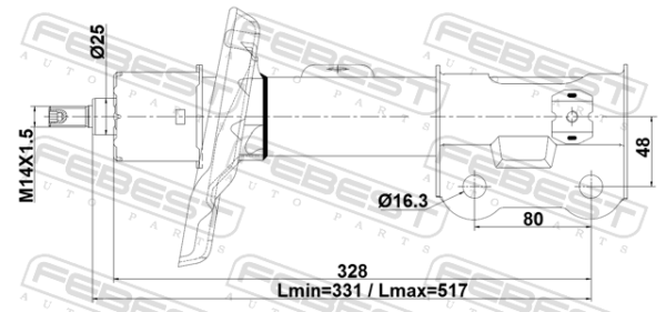 54650-L1300 - Shock absorber front left gas.twin tube fits for kia, hyundai cars | FEBEST 12110-023FL - Image 3