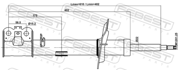 202000039AA - Shock absorber front right gas.twin tube fits for chery cars | FEBEST 15110-002FR - Image 3
