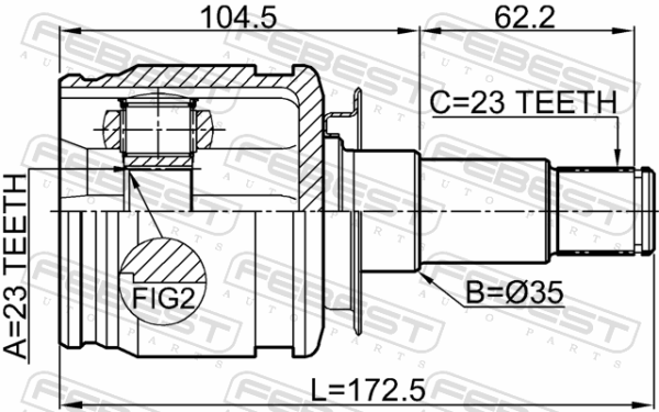 42360-21010 - Rear inner cv joint 23x35x23 fits for toyota, lexus cars | FEBEST 0111-ACU35R - Image 3