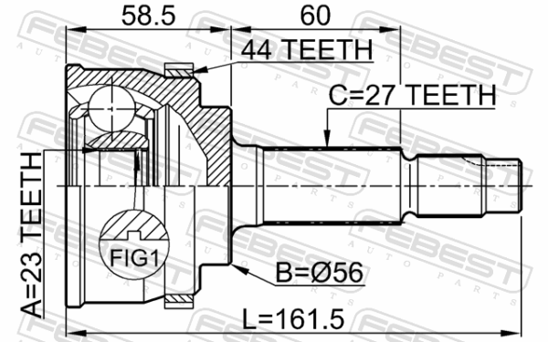 #39100-2J211 - Outer cv joint 23x56x27 fits for nissan cars | FEBEST 0210-066A44 - Image 3