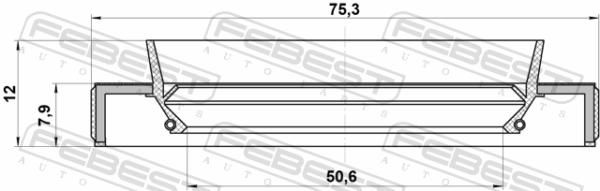 27107546667 - Differential-pinion seal 50.6x75.3x7.9x12 fits for bmw cars | FEBEST 95HBY-52750812L - Image 3