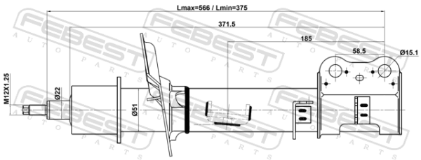 4013078100 - Shock absorber front left gas.twin tube fits for geely cars | FEBEST 35110-003FL - Image 3