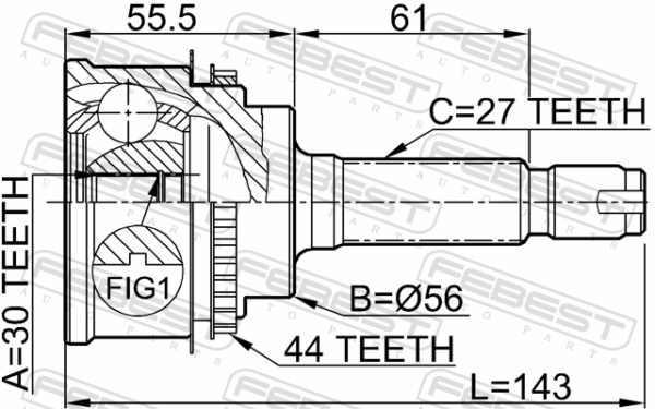 28391-FE060 - Outer cv joint 30x56x27 fits for subaru cars | FEBEST 0810-028A44 - Image 3