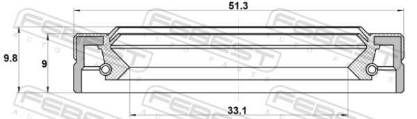 38114-00QAA - Half shaft oil seal 33.1x51.3x9x9.8 fits for renault, nissan cars | FEBEST 95IEY-35510910X - Image 3