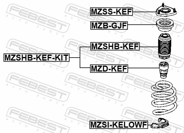 KD35-34-015 - Boot with jounce bumper front shock absorber kit fits for mazda cars | FEBEST MZSHB-KEF-KIT - Image 3