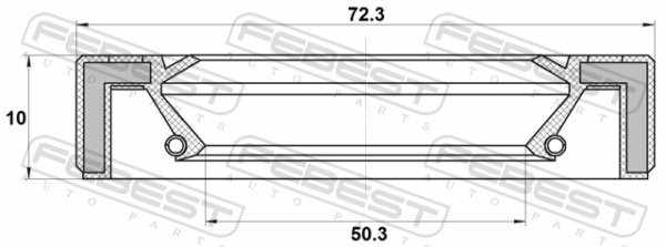 38189-CA01A - Rear differential-pinion seal 50.3x72.3x10x10 fits for nissan cars | FEBEST 95GAS-52721010R - Image 3