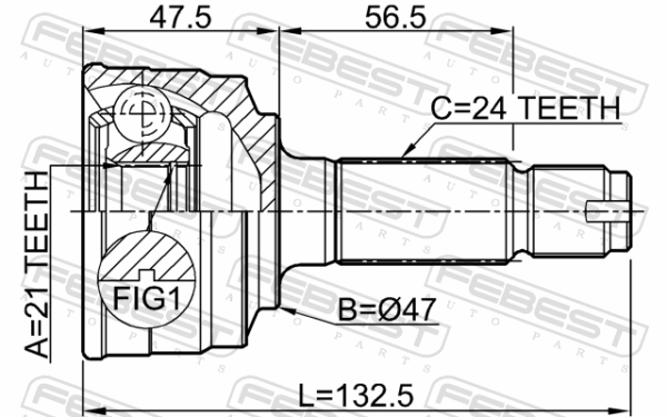 #43420-97406-000 - Outer cv joint 21x47x24 fits for daihatsu cars | FEBEST 0910-M200 - Image 3