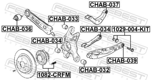11547215 - Repair kit, camber adjusting eccentric bolt fits for gmc, chevrolet, cadillac cars | FEBEST 1029-004-KIT - Image 3