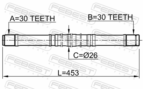 #3815A169 - Axle half shaft left 30x453x30 fits for mitsubishi cars | FEBEST 0412-CY2MTLH - Image 3