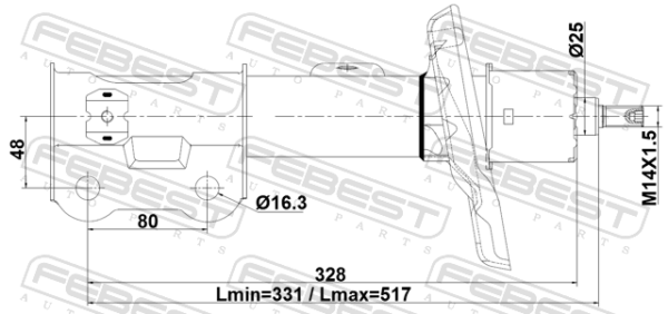 54651-L1300 - Shock absorber front right gas.twin tube fits for kia, hyundai cars | FEBEST 12110-023FR - Image 3