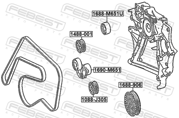 A6512001870 - Belt tensioner fits for mercedes benz cars | FEBEST 1690-OM651 - Image 3