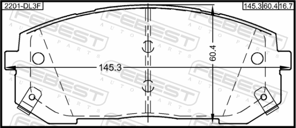 58101-L0A10 - Pad kit, disc brake, front - kit (with anti squeal shim, with brackets) fits for kia, hyundai cars | FEBEST 2201-DL3F - Image 3