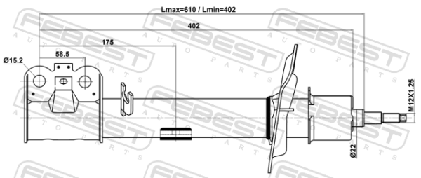 202000360AA - Shock absorber front right gas.twin tube fits for chery cars | FEBEST 15110-004FR - Image 3