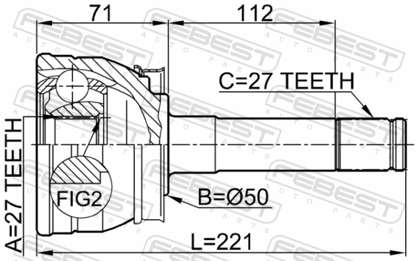 #39100-31G00 - Outer cv joint 27x50x27 fits for nissan cars | FEBEST 0210-024 - Image 3