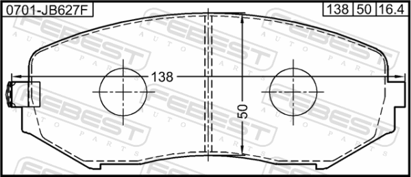 55200-65J11 - Pad kit, disc brake, front - kit (with anti squeal shim) fits for suzuki cars | FEBEST 0701-JB627F - Image 3