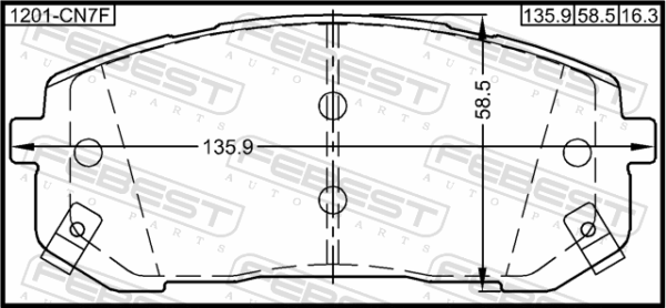58101-AAA00 - Pad kit, disc brake, front - kit fits for hyundai cars | FEBEST 1201-CN7F - Image 3