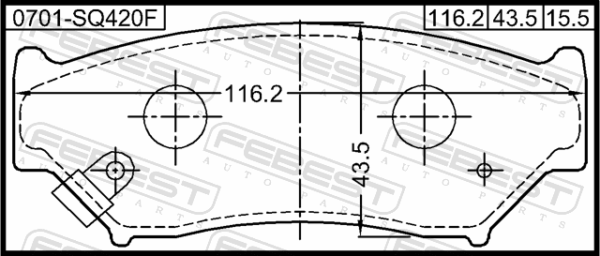 1A51-33-23Z - Pad kit, disc brake, front fits for suzuki, mazda, chevrolet cars | FEBEST 0701-SQ420F - Image 3