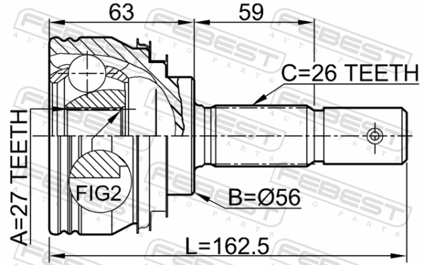 #43420-32111 - Outer cv joint 27x56x26 fits for toyota cars | FEBEST 0110-012 - Image 3
