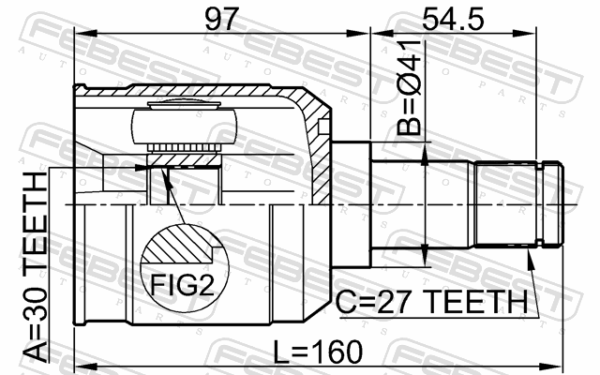 MR581872 - Inner cv joint left 30x41x27 fits for mitsubishi cars | FEBEST 0411-CS9MTLH - Image 3