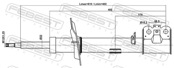 202000038AA - Shock absorber front left gas.twin tube fits for chery cars | FEBEST 15110-002FL - Image 3