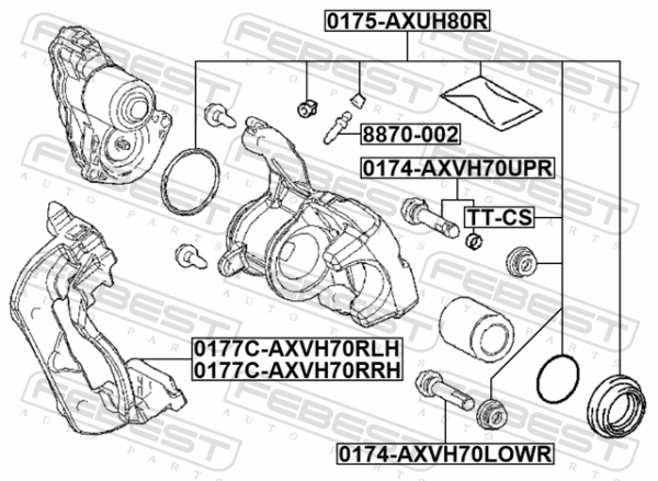 04479-42100 - Rear brake caliper repair kit (set for two sides) fits for toyota, lexus cars | FEBEST 0175-AXUH80R - Image 3