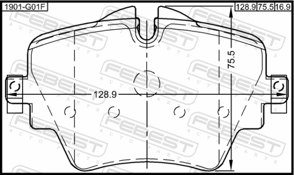 04465-WAA02 - Pad kit, disc brake, front (set for two sides) fits for toyota, bmw cars | FEBEST 1901-G01F - Image 3