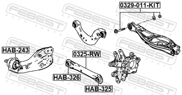 #52360-TVA-A03 - Bushing, rear trailing arm fits for honda cars | FEBEST HAB-243 - Image 8
