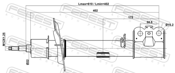 202000359AA - Shock absorber front left gas.twin tube fits for chery cars | FEBEST 15110-004FL - Image 3