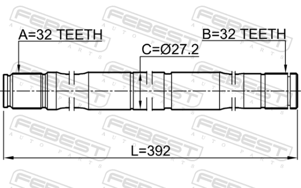 #05017654AA - Axle half shaft left 32x392x32 fits for dodge, chrysler cars | FEBEST 2012-SEBLH - Image 3