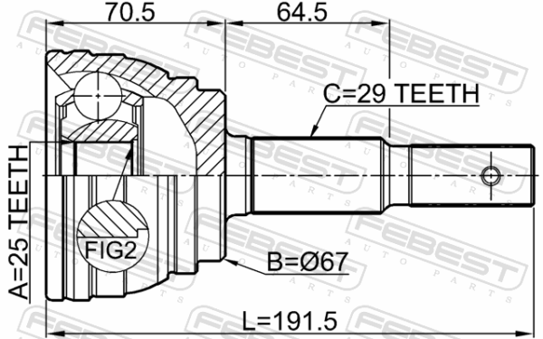 39211-VW360 - Outer cv joint 25x67x29 fits for nissan cars | FEBEST 0210-E51 - Image 3