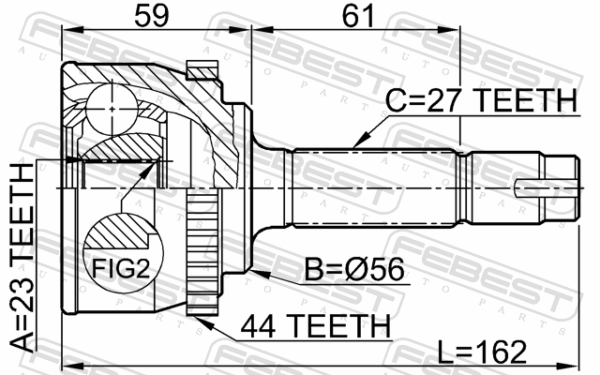 #39100-AU115 - Outer cv joint 23x56x27 fits for nissan cars | FEBEST 0210-076A44 - Image 3