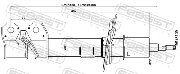 2905111XKQ00A - Shock absorber front right gas.twin tube fits for great wall cars | FEBEST 30110-001FR - Image 3