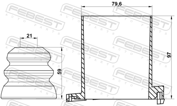 96300082 - Boot with jounce bumper front shock absorber kit fits for chevrolet cars | FEBEST CHSHB-J200F-KIT - Image 3
