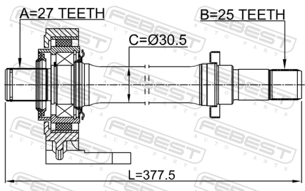 44500-TV1-E00 - Axle half shaft right 25x377x27 fits for honda cars | FEBEST 0312-CIV5DRH - Image 8