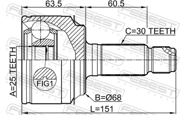 44014-T7W-A02 - Outer cv joint 25x68x30 fits for honda cars | FEBEST 0310-RUAT - Image 8