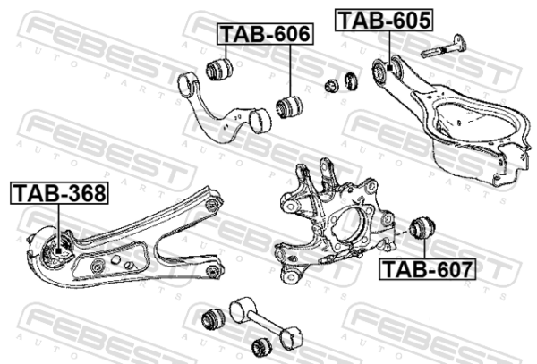 #48730-0E100 - Rear bushing, lower control arm fits for toyota cars | FEBEST TAB-605 - Image 8