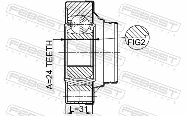 #42330-24030 - Rear inner cv joint 24x101.7 fits for toyota, lexus cars | FEBEST 0111-JZX110R - Image 3