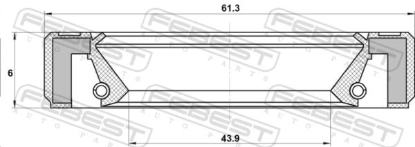 90311-45027 - Oil seal transaxle case 43.9x61.3x6x6 fits for toyota, scion, lexus cars | FEBEST 95GBY-45610606R - Image 3