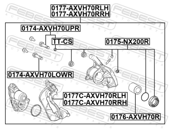 47850-33270 - Rear left brake caliper assembly (with bracket) fits for toyota, lexus cars | FEBEST 0177-AXVH70RLH - Image 3